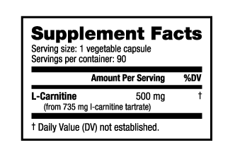 NutraBio L- Carnitine 500mg